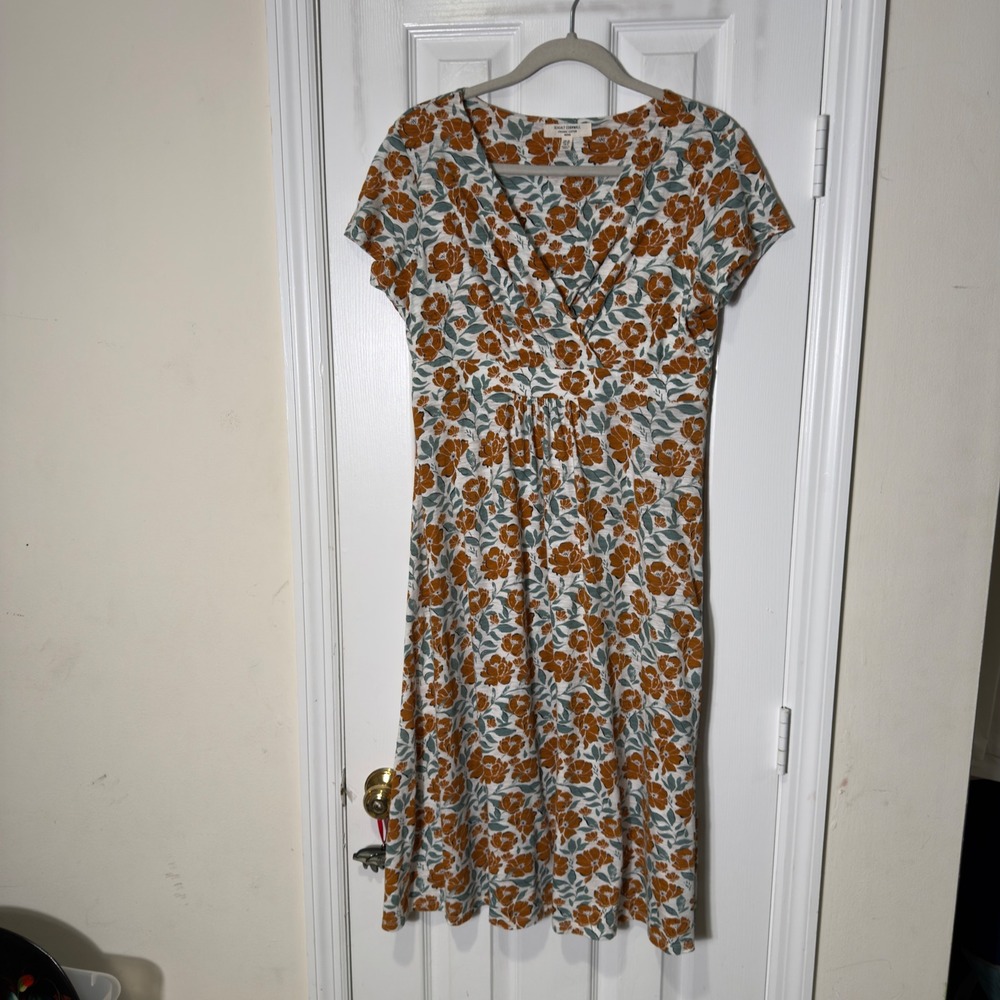 Seasalt Cornwall Chapelle Dress US‎ 8 Petite Organic Cotton Floral Midi Dress